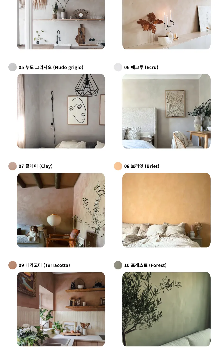 컬러 레퍼런스 01 아이보리 ~ 10 포레스트